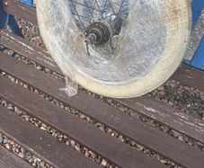RSW 16 rear wheel with brand new original white baloon tyre.