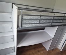 Bunk bed with study table and wardrobe