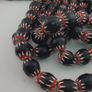 Antique Venetian Style Big Black Chevron Glass Beads Necklace Strand Image 3