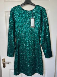 New emerald green sequin Dress French Connection UK8