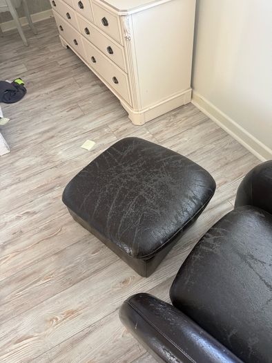 leather reading chair and footrest