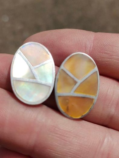 Vintage Mother of Pearl Sterling Silver Earrings