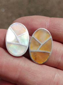 Vintage Mother of Pearl Sterling Silver Earrings