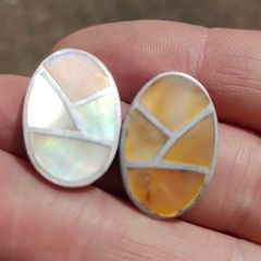 Vintage Mother of Pearl Sterling Silver Earrings