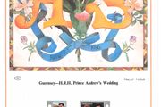 1986 Guernsey Limited Edition Lithographed Print measuring 333mm X 257showing Royal Wedding Prince Andrew &amp; Sarah Ferguson Commemorative stamps First Day of Issue Cancel