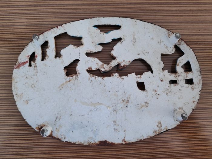 Vintage French cast iron hand painted geese trivet