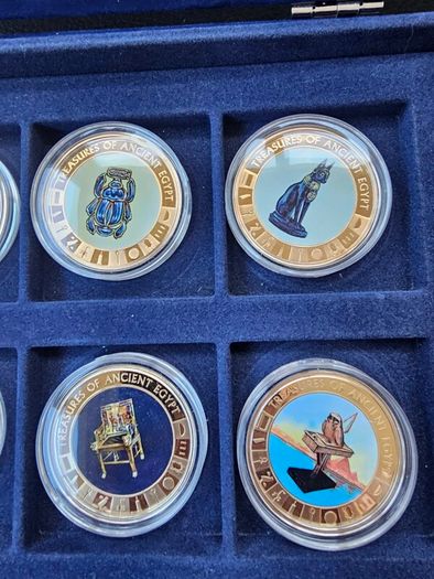 Ancient Egypt Gold Plated Coin Collection 21 Coins with Certificates in Original Holder