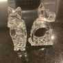 Pair of  crystal vintage crystal glass dogs. Rare find Image 5