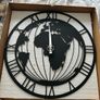 World Map black metal wall clock Image 2