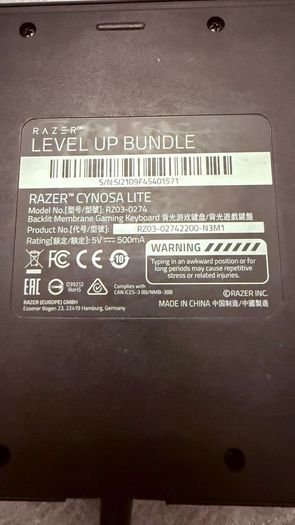 Razer Gaming Set  Kraken Ultimate Headset & Cynosa Lite Keyboard