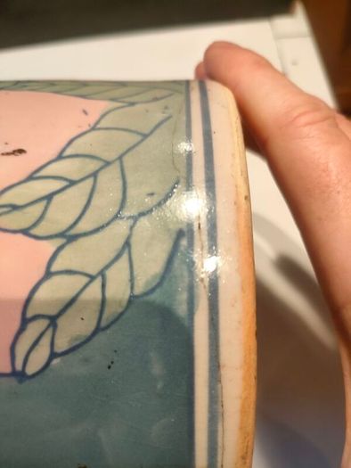 15" Early 20th Century Chinese Hand painted Cylinder Vase