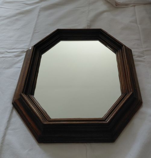 Antique French mirror wooden frame octagon shape