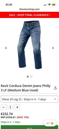 Revit Philly 3 Loose Fit Motorcycle Jeans