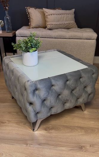 Velvet coffee tablewith glass