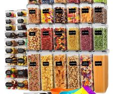 Brand New 42-pack sealed storage containers with lids, clear plastic storage containers