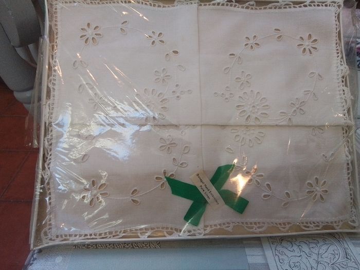 Hand Embroidered Donegal linen Tray Cloth