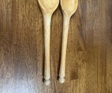 Solid Wood Salad Bowl lifters - fork and spoon - Price Just Reduced