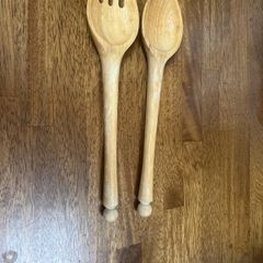 Solid Wood Salad Bowl lifters - fork and spoon - Price Just Reduced