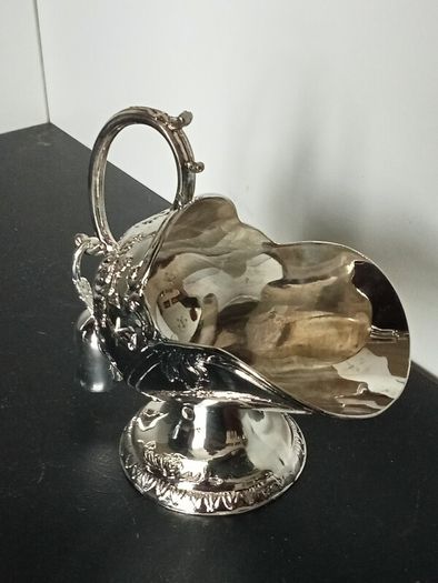 Silver plated sugar scuttle with scoop