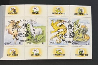 2000 Ireland Greetings Stamp Booklet with Dublin First Day of Issue Pictorial Cancel