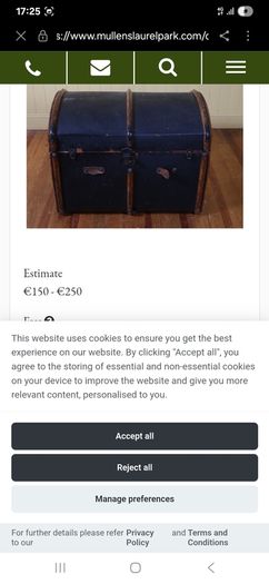 Vintage Black Wooden Chest