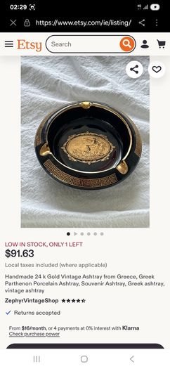 Vintage Ashtray, 24 K rim etc