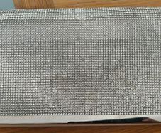 Ladies Silver Clutch Bag - Evening Bag - Purse Handbag With Detachable Chain Strap