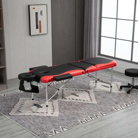 FREE EXPRESS SHIPPING Professional Portable Massage Table W/ Headrest-Black/Red