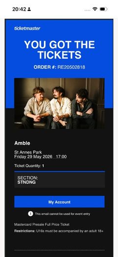 1 Amble ticket Friday St Anne's park