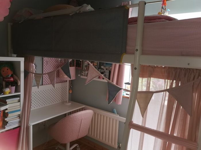 Loft bed frame with desk