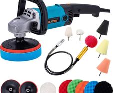 Electric Car Polisher, 1200W 150mm 180mm Electric Buffer Polishing Waxing Machine, Car Detailing Kit, 6 Variable Speeds, with 16 Pcs Accessories (FREE POSTAGE)