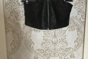 Black Leather Bustier Top Size 14