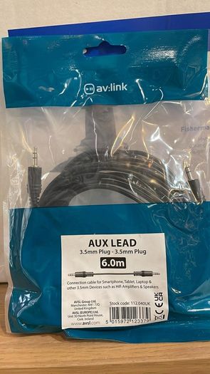 3.5mm Stereo Plug to 3.5mm Stereo Plug Leads 6 Meter