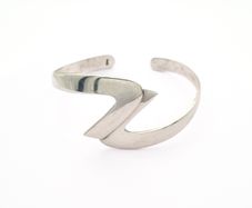 Modernist Sterling Silver Bangle, Full British Hallmarks