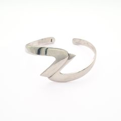 Modernist Sterling Silver Bangle, Full British Hallmarks