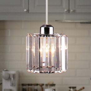 Small Ceiling Light Crystal Pendant Light Flush Mount Ceiling Lighting Fixture Modern Lampshades for Ceiling Light Hallway Dining Room Bedroom Kitchen Island,Chrome,E26