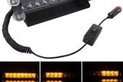 Car Windshield 8 LED Flashing Dash Strobe Van Truck Emergency Lamp Amber Site Builders Tools Lights