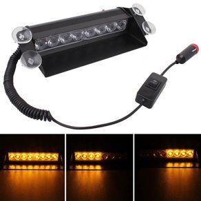 Car Windshield 8 LED Flashing Dash Strobe Van Truck Emergency Lamp Amber Site Builders Tools Lights