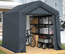 3m x 2m x 1.8m Portable Storage Tent Shed, Heavy-Duty Outdoor Shelter with Waterproof Cover and Roll-Up Zipper Door, Outdoor Garden Storage Tent for Motorcycles, Bikes and Boats