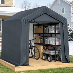 3m x 2m x 1.8m Portable Storage Tent Shed, Heavy-Duty Outdoor Shelter with Waterproof Cover and Roll-Up Zipper Door, Outdoor Garden Storage Tent for Motorcycles, Bikes and Boats