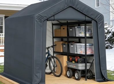 3m x 2m x 1.8m Portable Storage Tent Shed, Heavy-Duty Outdoor Shelter with Waterproof Cover and Roll-Up Zipper Door, Outdoor Garden Storage Tent for Motorcycles, Bikes and Boats