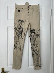 John Richmond Sketch Print Designer Jeans - RRP E265 - Size 26
