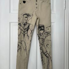 John Richmond Sketch Print Designer Jeans - RRP E265 - Size 26
