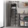 5 Step Ladder, Foldable with Tool Bag, Tray, Handrails, 150 kg Load Black metal frame, wide anti-slip pedals, soft-grip handles, compact storage, for kitchens, pantries, garages and DIY tasks Image 8