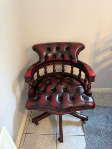 Vintage Swivel Oxblood Chesterfield Captain's Chair
