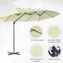Double Parasol Patio Umbrella Garden Sun Shade w/ Steel Pole 12 Support Ribs Crank Handle Easy Lift Twin Canopy - Beige Image 6