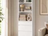White Bookcase with Drawers Tall Storage Cabinet 180cm Display Shelf Unit