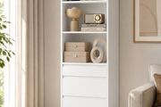 White Bookcase with Drawers Tall Storage Cabinet 180cm Display Shelf Unit