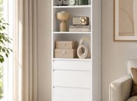 main image for ad White Bookcase with Drawers Tall Storage Cabinet 180cm Display Shelf Unit