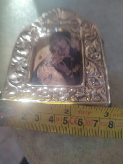 Framed Vintage Madonna and child  picture- in Silver stamped 925 Frame.